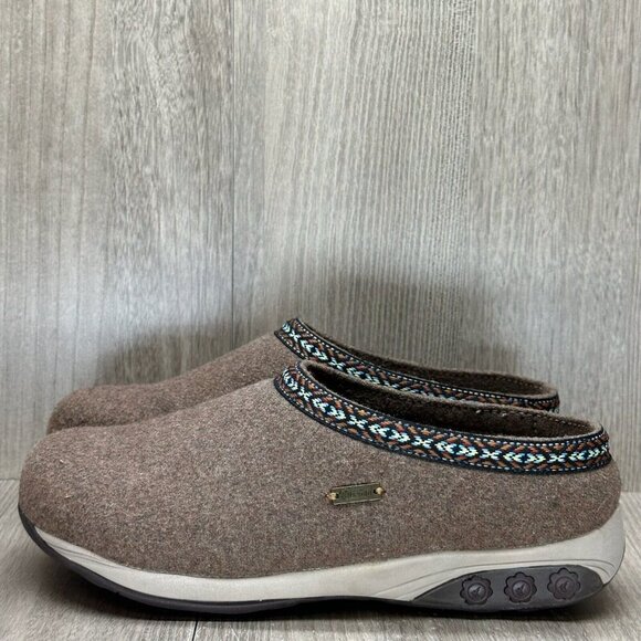 Therafit Heather Wool Clog Slipper Womens Sz 7.5 Comfort Cushioned Slip On Taupe - Picture 2 of 13
